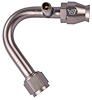 AN 135-Degree A/C PTFE Hose End Fitting w/Service Port [-10 AN Female w/O-ring to -10 AN PTFE Hose, Champagne Anodized Aluminum] - image 1
