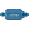 Compact Billet Aluminum In-Line Fuel Filter, 2 5/16 in. Long [-6 AN Male/Male, Blue] - image 2