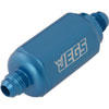 Compact Billet Aluminum In-Line Fuel Filter, 2 5/16 in. Long [-6 AN Male/Male, Blue] - image 3