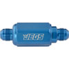 Compact Billet Aluminum In-Line Fuel Filter, 2 5/16 in. Long [-8 AN Male/Male, Blue] - image 2