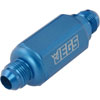 Compact Billet Aluminum In-Line Fuel Filter, 2 5/16 in. Long [-8 AN Male/Male, Blue] - image 3