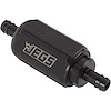Compact Billet Aluminum In-Line Fuel Filter, 2 5/16 in. Long [3/8 in. Male/Male Hose Barb, Black] - image 1