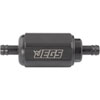Compact Billet Aluminum In-Line Fuel Filter, 2 5/16 in. Long [3/8 in. Male/Male Hose Barb, Black] - image 2