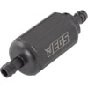Compact Billet Aluminum In-Line Fuel Filter, 2 5/16 in. Long [3/8 in. Male/Male Hose Barb, Black] - image 3