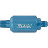 Compact Billet Aluminum In-Line Fuel Filter, 2 5/16 in. Long [3/8 in. NPT Male to -6 AN Male, Blue] - image 2