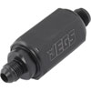 Compact Billet Aluminum In-Line Fuel Filter, 2 5/16 in. Long [5/8 in.-18 Inverted Flare Male to -6 AN Male, Black] - image 3