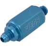 Compact Billet Aluminum In-Line Fuel Filter, 2 5/16 in. Long [5/8 in.-18 Inverted Flare Male to -6 AN Male, Blue] - image 3