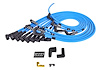 8mm Hi-Temp Sleeved Spark Plug Wire Set for Big Block Chevy 396, 402 & 454 w/HEI, Under Header w/90-degree Boots [Blue] - image 1