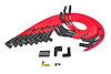 8mm Hi-Temp Sleeved Spark Plug Wire Set for Small Block Ford 260, 289, 302, 351W w/HEI, Under Header w/135-degree Boots [Red] - image 1