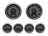 Retro Muscle Car 6-Gauge Set, Black Analog Face [3 3/8 in. Dia. Speedometer & Tachometer] - image 1