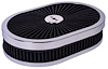 Oval Flow-Thru Air Cleaner Assembly 11.5 in. x 2 in. [Chrome Trim with Black Filter] - image 1