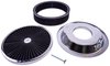 Round Flow-Thru Air Cleaner Assembly 14 in. x 3 in. [Chrome Trim with Black Filter] - image 2