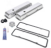 Polished Cast Aluminum Smooth Valve Cover Kit for 1958-1986 Small Block Chevy [Short Design] - image 1
