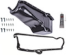 Stock Replacement Oil Pan Kit for 1955-1979 Chevy Small Block Engines w/Left Hand Dip Stick & 2-Piece Rear Main Seal [Black] - image 1