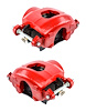 Large GM Front Disc Brake Caliper Set with D52 Pads, Left/Driver & Right/Passenger Side, Red Powder Coat [NEW]
