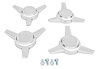 Three Bar Straight Spinner Caps  [Chrome Zinc, 4-PC] - image 1