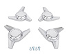 3-Bar Swept Fluted Spinner Center Caps - 1967-1968 Style Chevrolet Rally Wheels - image 1