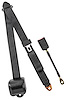 3-Point Retractable Seat Belt, Black with Euro End-Button Latch [Sleeve/Cable Length: 12 in.] - image 1
