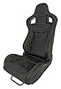 Racing High Back Sport Seat, Black Leather w/Yellow Diamond Stitched Bolsters & Carbon Fiber Look Backing [Right/Passenger Side] - image 1