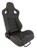 Racing High Back Sport Seat, Black Leather w/Yellow Diamond Stitched Bolsters & Carbon Fiber Look Backing [Right/Passenger Side] - image 3