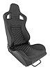 Racing High Back Sport Seat, Black Leather w/Black Diamond Stitched Center Panels & Black Vinyl Backing [Left/Driver Side]