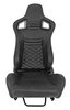 Racing High Back Sport Seat, Black Leather w/Black Diamond Stitched Center Panels & Black Vinyl Backing [Left/Driver Side] - image 2