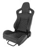 Racing High Back Sport Seat, Black Leather w/Black Diamond Stitched Center Panels & Black Vinyl Backing [Left/Driver Side] - image 3