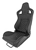 Racing High Back Sport Seat, Black Leather w/Black Diamond Stitched Center Panels & Black Vinyl Backing [Right/Passenger Side]