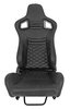 Racing High Back Sport Seat, Black Leather w/Black Diamond Stitched Center Panels & Black Vinyl Backing [Right/Passenger Side] - image 2