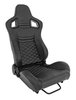 Racing High Back Sport Seat, Black Leather w/Black Diamond Stitched Center Panels & Black Vinyl Backing [Right/Passenger Side] - image 3
