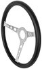 Classic Tri-Hole 3-Spoke Steering Wheel, Brushed Aluminum Spokes w/Black Rubber Grip [15 in. Diameter] - image 3