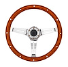 Classic Wood Grain Steering Wheel, Chrome Slotted 3-Spoke [15 in. Diameter] - image 1