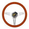 Classic Wood Grain Steering Wheel, Chrome Slotted 3-Spoke [15 in. Diameter] - image 3