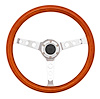 Classic Wood Grain Steering Wheel, Chrome Tri-Hole 3-Spoke [15 in. Diameter] - image 1