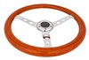 Classic Wood Grain Steering Wheel, Chrome Tri-Hole 3-Spoke [15 in. Diameter] - image 4