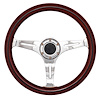Classic Wood Grain Steering Wheel, Chrome Slotted 3-Spoke [14 in. Diameter] - image 1