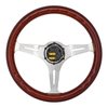 Classic Wood Grain Steering Wheel, Chrome Slotted 3-Spoke [14 in. Diameter] - image 3