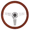 Classic Wood Grain Steering Wheel, Chrome Slotted 3-Spoke [15 in. Diameter] - image 1