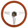 Classic Wood Grain Steering Wheel, Chrome Slotted 3-Spoke [15 in. Diameter] - image 3