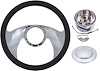 Chrome-Plated Billet Aluminum 14 in. Steering Wheel Kit [Wing Spoke Design] - image 1