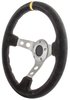 Aluminum Racing Steering Wheel, 13 1/2 in. Diameter, 3 in. Dish [Black Suede Full Wrap Grip with Yellow Center Marker] - image 2