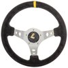 Aluminum Racing Steering Wheel, 13 1/2 in. Diameter, 3 in. Dish [Black Suede Full Wrap Grip with Yellow Center Marker] - image 3