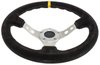 Aluminum Racing Steering Wheel, 13 1/2 in. Diameter, 3 in. Dish [Black Suede Full Wrap Grip with Yellow Center Marker] - image 4