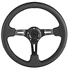 Aluminum Racing Steering Wheel, 13 1/2 in. Diameter, 3 in. Dish [Black Leather Full Wrap Grip] - image 1