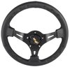 Aluminum Racing Steering Wheel, 13 1/2 in. Diameter, 3 in. Dish [Black Leather Full Wrap Grip] - image 3