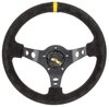 Aluminum Racing Steering Wheel, 13 1/2 in. Diameter, 3 in. Dish [Black Suede Full Wrap Grip with Yellow Center Marker] - image 3