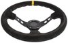 Aluminum Racing Steering Wheel, 13 1/2 in. Diameter, 3 in. Dish [Black Suede Full Wrap Grip with Yellow Center Marker] - image 4