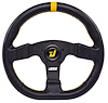 Premium Racing Steering Wheel, Black 3-Spoke with Black Wrap  [13 in. Dia. D-Shape] - image 1