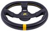 Premium Racing Steering Wheel, Black 3-Spoke with Black Wrap  [13 in. Dia. D-Shape] - image 4