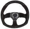 Aluminum Racing Steering Wheel, 13-1/2 in. Diameter, 2 in. Dish [Black Suede Full Wrap Grip] - image 1